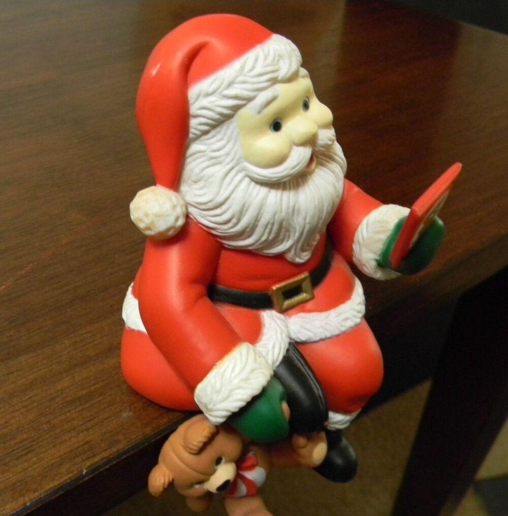 VTG Santa Shelf Sitter Stocking Hanger 1980s Holiday Christmas Decor - Picture 2 of 4